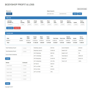 Bodyshop Profit & Loss